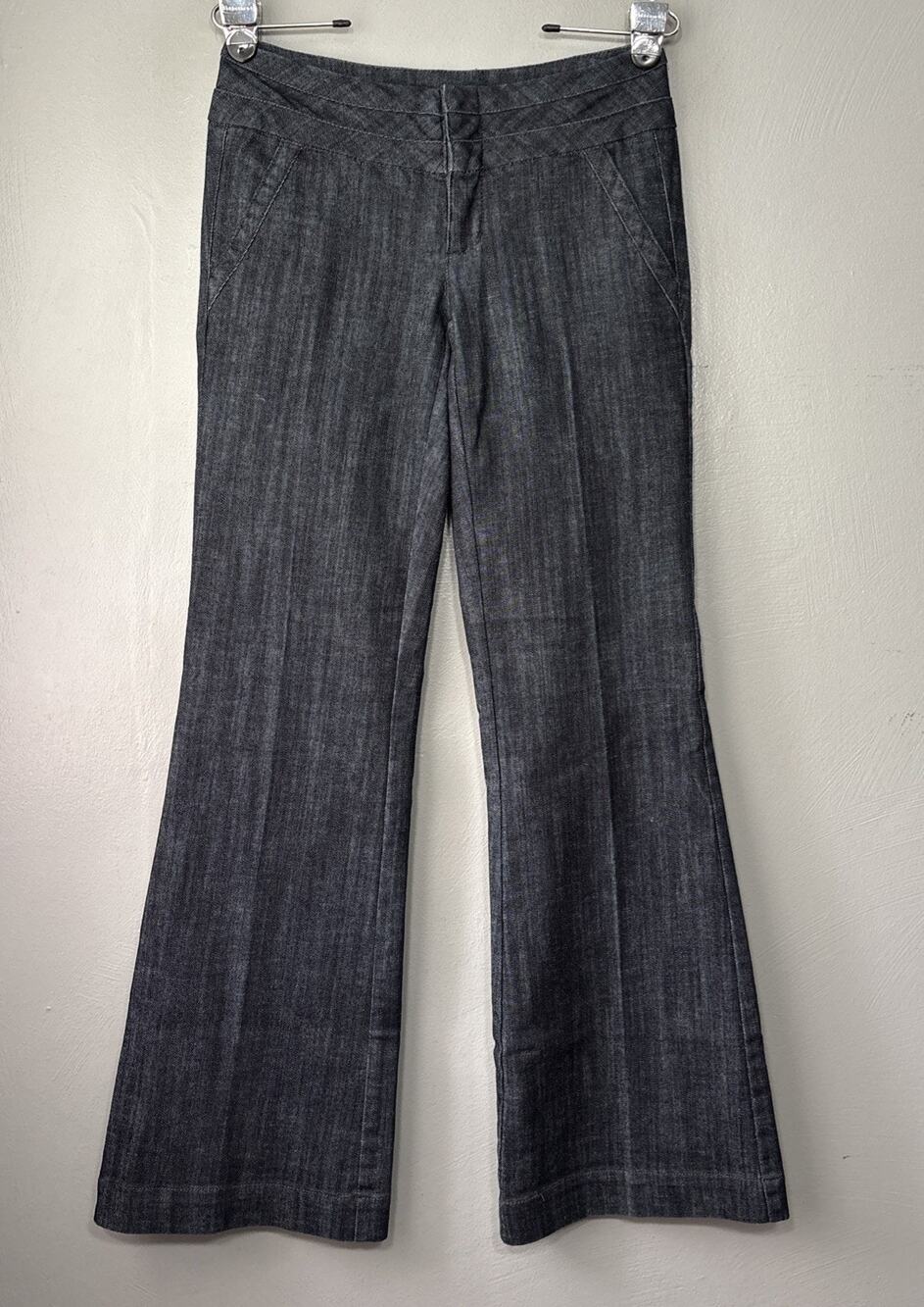 Y2K Denim Trouser Jeans Size 1 2 Dark Blue Flare Leg Low Rise Business Casual